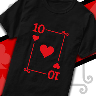 Playing Cards Costume Ten Card 10 of Hearts T-Shirt