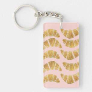Playing Cards: Croissant Rose Watercolour  Key Ring