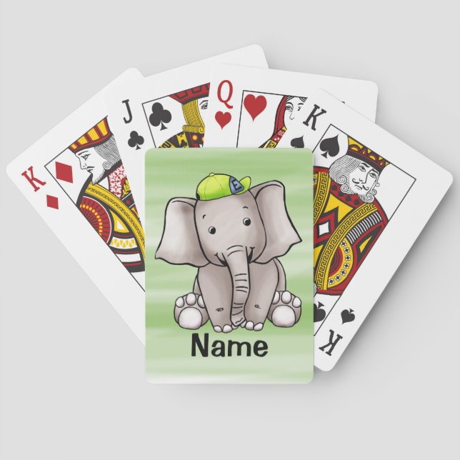 Playing Cards, Cute Elephant Cartoon Cards (Back)
