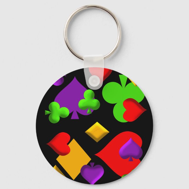 Playing Cards Figures Pattern Design Key Ring (Front)