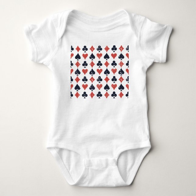 Playing Cards: Grunge Abstract Pattern Baby Bodysuit (Front)