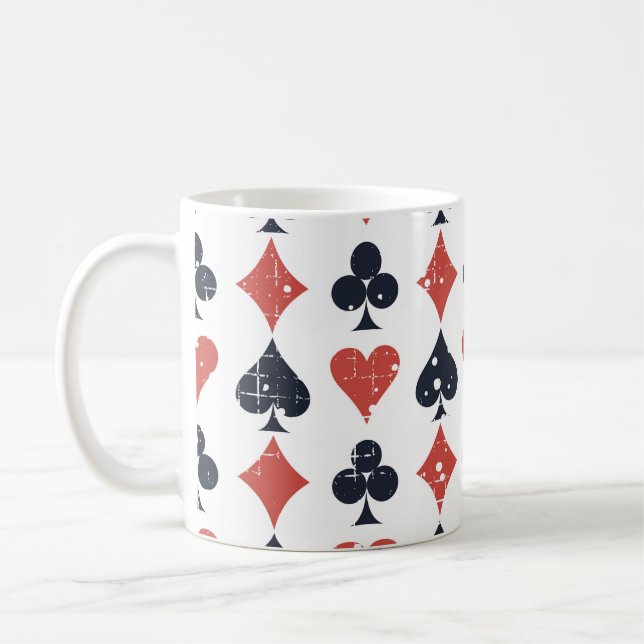 Playing Cards: Grunge Abstract Pattern Coffee Mug (Left)