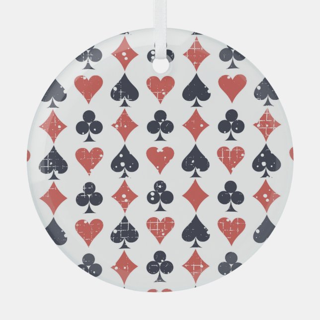 Playing Cards: Grunge Abstract Pattern Glass Tree Decoration (Front)