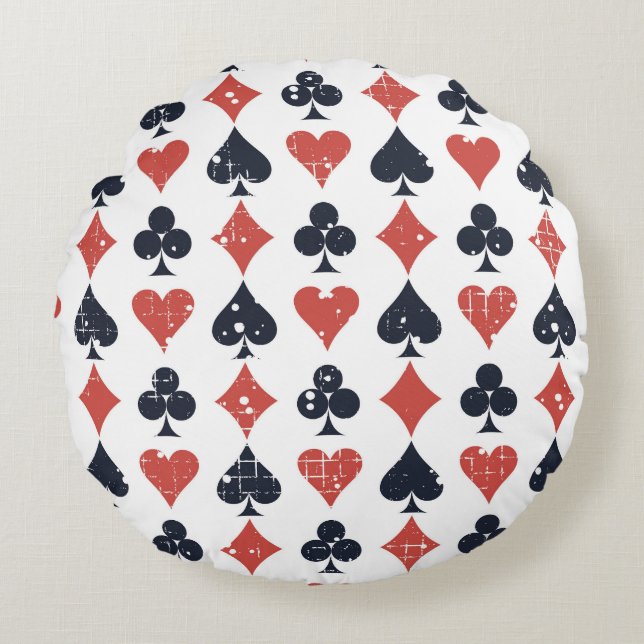 Playing Cards: Grunge Abstract Pattern Round Cushion (Front)