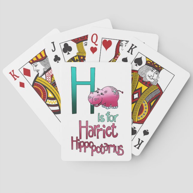Playing Cards, H is for Harriet Hippopotamus Cards (Back)