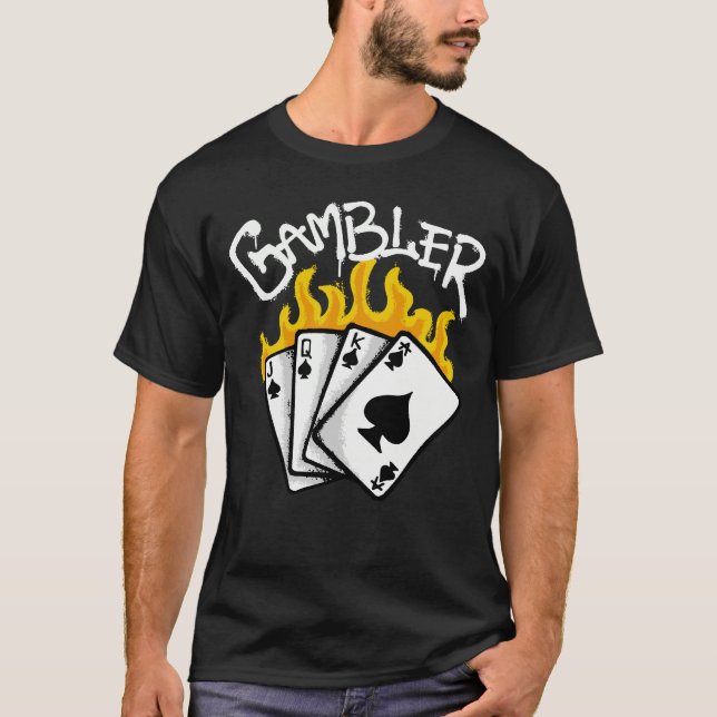 Playing Cards in Flames streetwear T-Shirt (Front)
