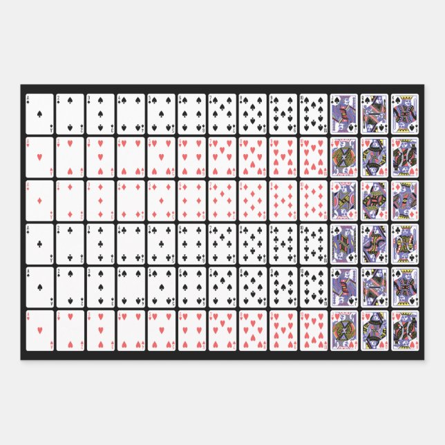 Playing Cards in Rows Ace through King Wrapping Paper Sheet (Front)