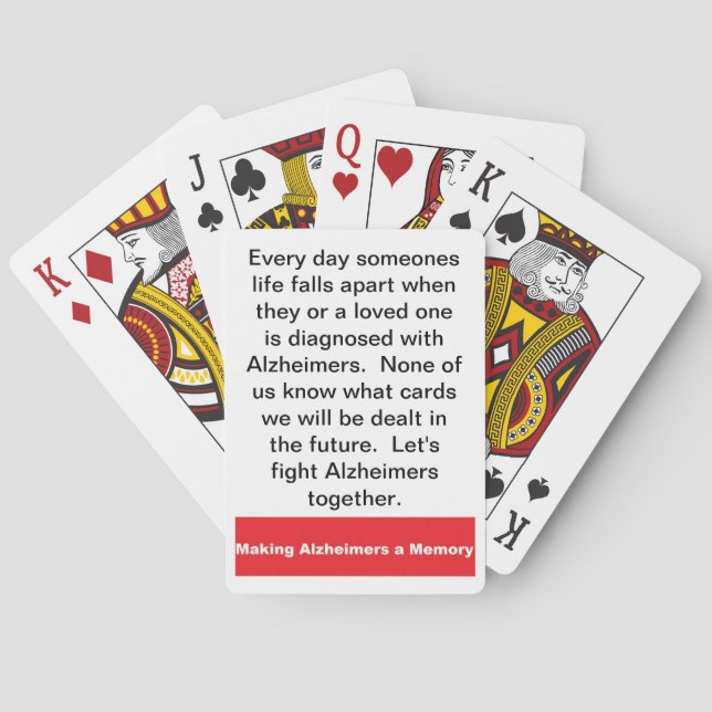 Playing cards large print Alzheimers message (Back)
