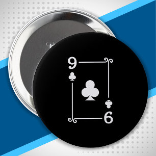 Playing Cards - Matching Clubs Card Suits Nine (9) 10 Cm Round Badge