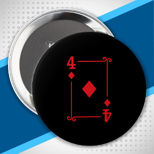 Playing Cards Matching Diamonds Card Suits Four 4 10 Cm Round Badge