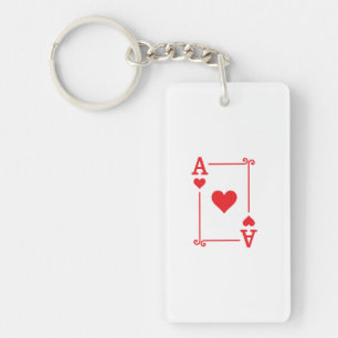 Playing Cards - Matching Hearts Card Suits - Ace Key Ring