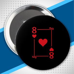 Playing Cards - Matching Hearts Card Suits - Eight 10 Cm Round Badge