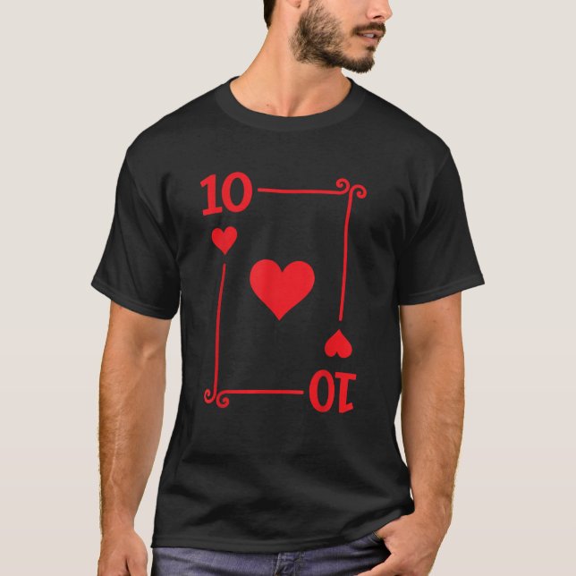 Playing Cards Matching Hearts Card Suits Ten Card T-Shirt (Front)