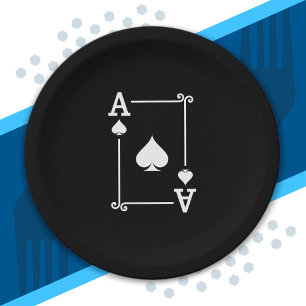 Playing Cards - Matching Spades Card Suits Ace Paper Plate