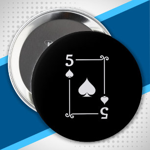 Playing Cards Matching Spades Card Suits Five (5) 10 Cm Round Badge