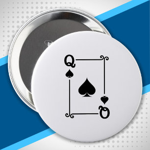 Playing Cards - Matching Spades Card Suits - Queen 10 Cm Round Badge