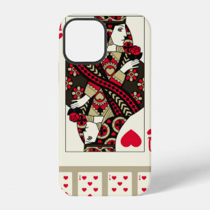 Playing cards of Hearts suit in vintage style. Ori iPhone 12 Case
