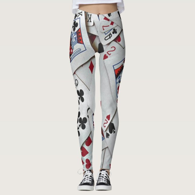 Playing Cards Poker Games Queen King Leggings (Front)
