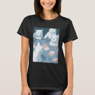 Playing Cards Pop Art Gambling White Cat Playing P T-Shirt