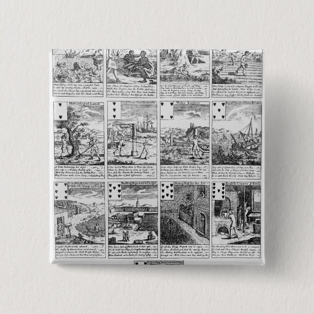 Playing cards satirising "bubble" ventures 15 cm square badge (Front)