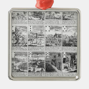Playing cards satirising "bubble" ventures metal ornament