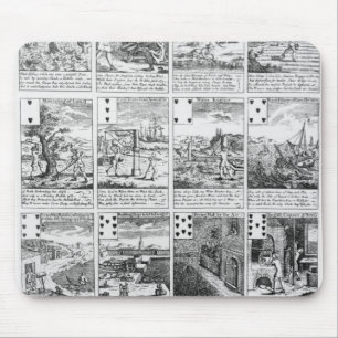 Playing cards satirising "bubble" ventures mouse pad