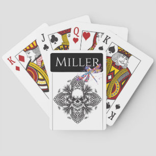 Playing Cards Skull Dragonfly Illustration 