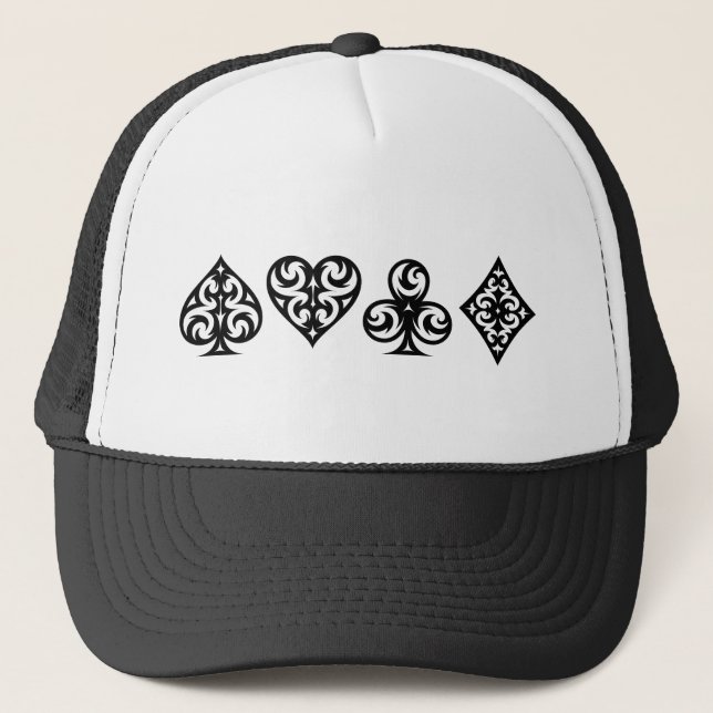 Playing Cards Suit Symbols Trucker Hat (Front)