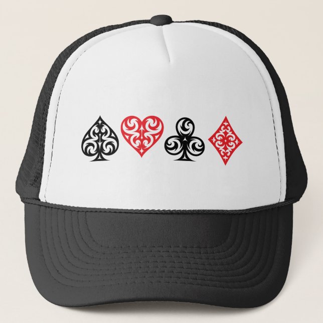 Playing Cards Suit Symbols Trucker Hat (Front)