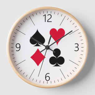 Playing cards symbols pattern clock