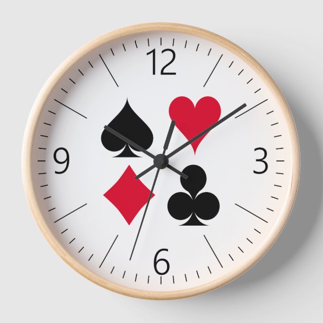Playing cards symbols pattern clock (Front)