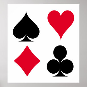 Playing cards symbols pattern poster