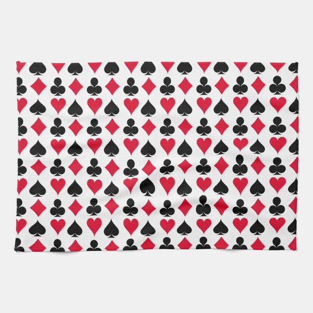 Playing cards symbols pattern tea towel (Horizontal)