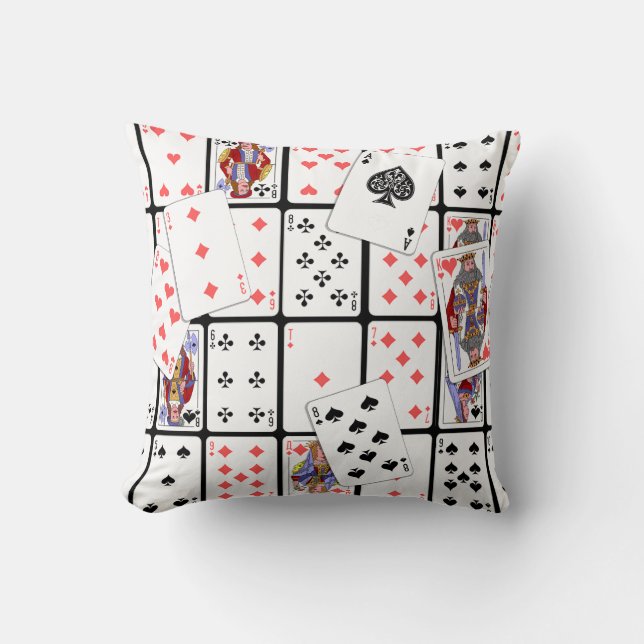 Playing Cards Throw Pillow (Front)