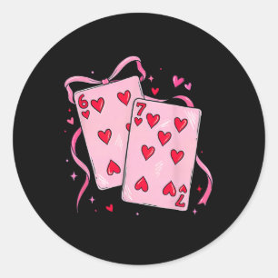 Playing Cards Valentine 6 7 Boys Girls Valentine S Classic Round Sticker