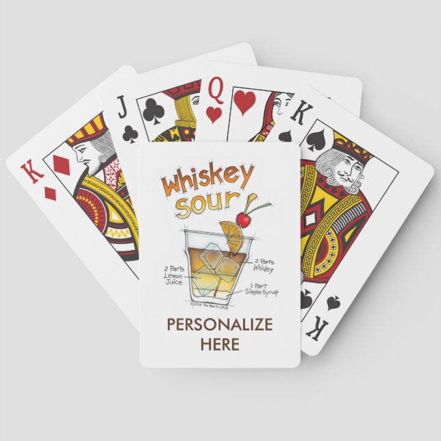 PLAYING CARDS - WHISKEY SOUR RECIPE COCKTAIL ART (Back)