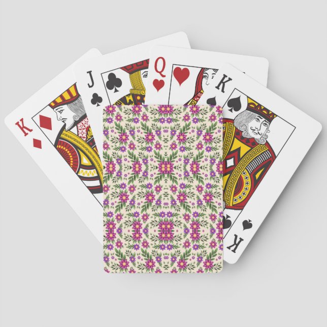 Playing cards with a vibrant floral pattern  (Back)