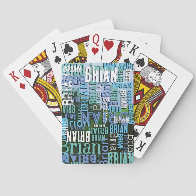 Playing Cards with Blue Custom Name Pattern (Back)