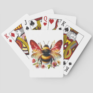 Playing Cards with Red Winged Bee