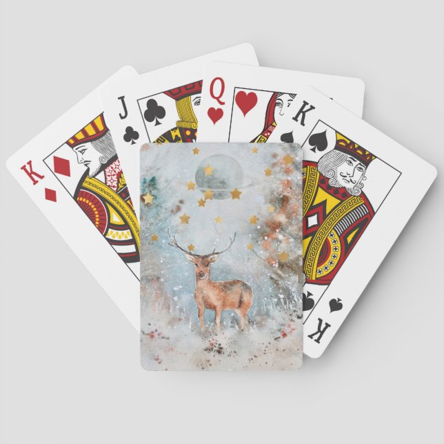 Playing Cards with Winter Deer (Back)