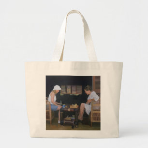 Playing Chess at Goldeneye Large Tote Bag