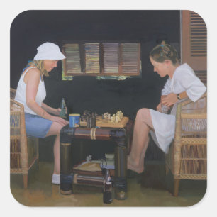 Playing Chess at Goldeneye Square Sticker