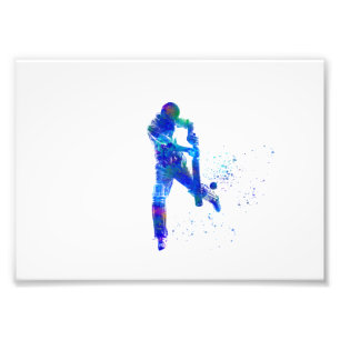 Playing cricket in watercolor photo print