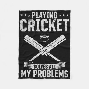 Playing Cricket Solves All My Problems - Cricket Q Fleece Blanket