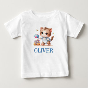  Playing Cute Kitten Personalised Baby T-Shirt