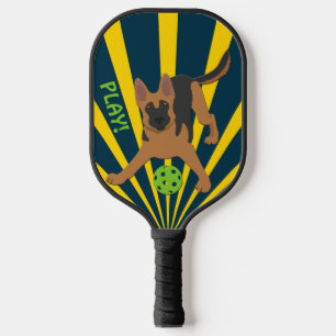 Playing Dog with Ball Illustration Pickleball Paddle
