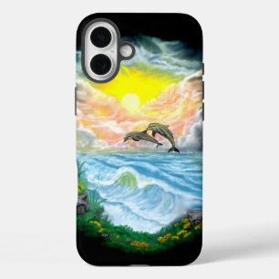 Playing Dolphins in the Sunshine iPhone 16 Plus Case