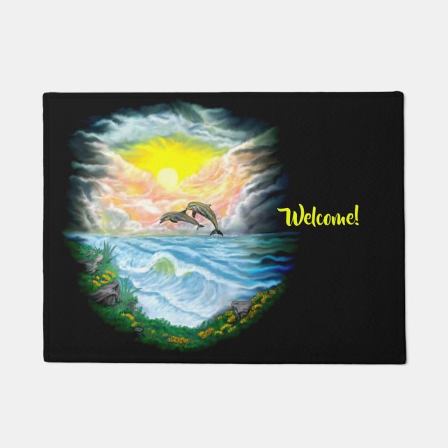 Playing Dolphins in the Sunshine Doormat (Front)