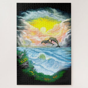 Playing Dolphins in the Sunshine Jigsaw Puzzle