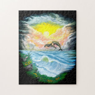 Playing Dolphins in the Sunshine Jigsaw Puzzle
